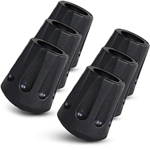 TrailBuddy Walking Stick Tips - Pack of 6 Replacement Rubber Cane Tips Fit Most Trekking & Hiking Poles w/Shock Absorption, Grip & Traction Protectors - 11mm Diameter thumbnail 1
