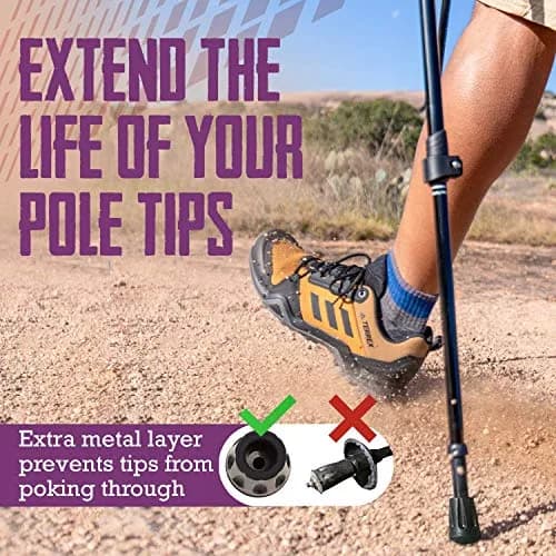 TrailBuddy Walking Stick Tips - Pack of 6 Replacement Rubber Cane Tips Fit Most Trekking & Hiking Poles w/Shock Absorption, Grip & Traction Protectors - 11mm Diameter thumbnail 4