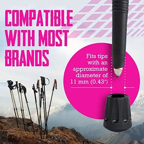 TrailBuddy Walking Stick Tips - Pack of 6 Replacement Rubber Cane Tips Fit Most Trekking & Hiking Poles w/Shock Absorption, Grip & Traction Protectors - 11mm Diameter thumbnail 5