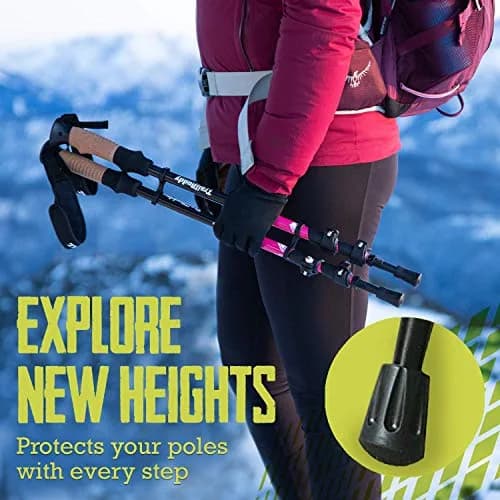 TrailBuddy Walking Stick Tips - Pack of 6 Replacement Rubber Cane Tips Fit Most Trekking & Hiking Poles w/Shock Absorption, Grip & Traction Protectors - 11mm Diameter thumbnail 2
