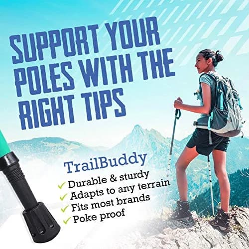 TrailBuddy Walking Stick Tips - Pack of 6 Replacement Rubber Cane Tips Fit Most Trekking & Hiking Poles w/Shock Absorption, Grip & Traction Protectors - 11mm Diameter thumbnail 3