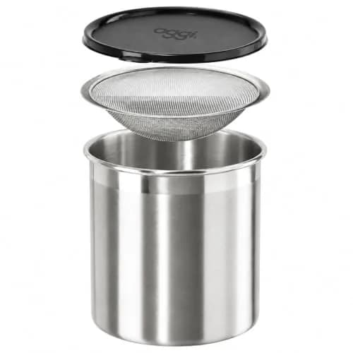 Oggi Stainless Steel Jumbo Grease Container with Removable Strainer and Snug Lid | Large Capacity for Kitchen & RV (70-120 chars) thumbnail 1