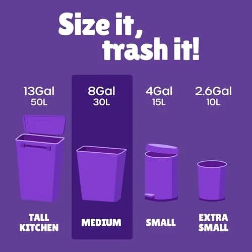 FORID 8 Gallon Trash Bags Multi Colored | Extra Thick, Odorless Garbage Bags for Home & Office thumbnail 2