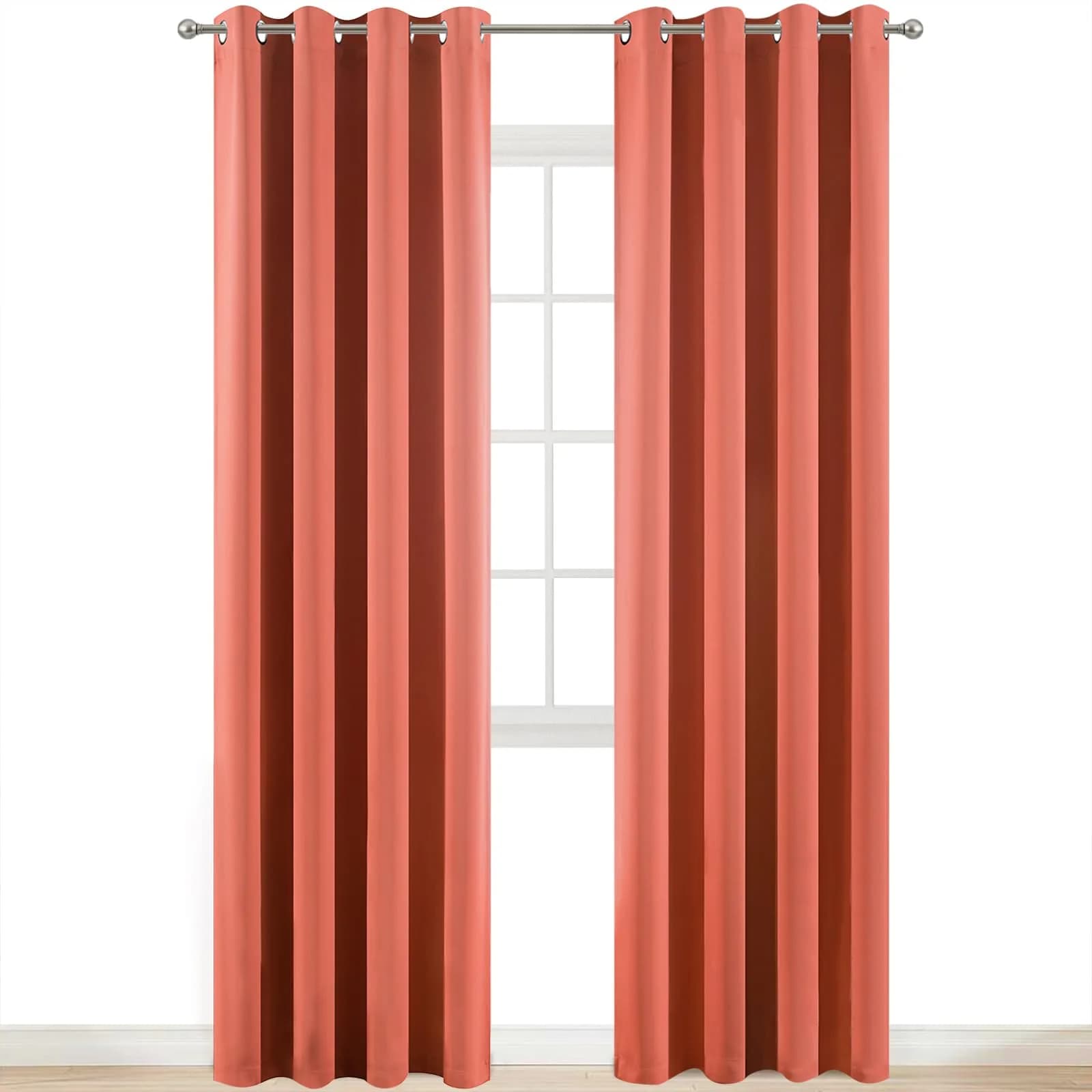 Yakamok Room Darkening Curtains 52x84 inch Coral Orange | Elegant Blackout Panel for Living Room — Coral Orange