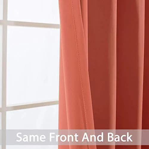 Yakamok Room Darkening Curtains 52x84 inch Coral Orange | Elegant Blackout Panel for Living Room thumbnail 7