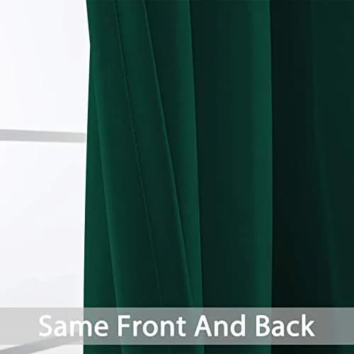 Yakamok Room Darkening Curtains 52x84 inch Dark Green | Elegant Modern Grommet Panel Set thumbnail 5