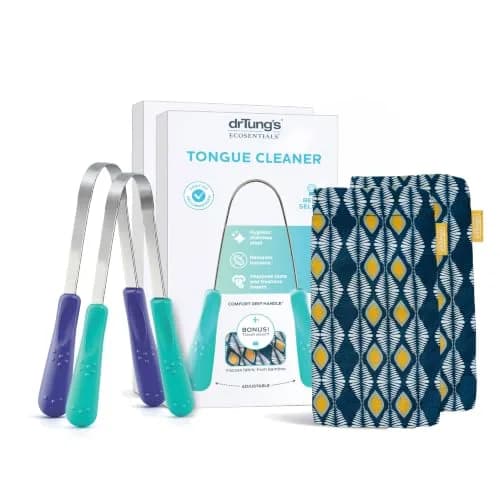drTung's Stainless Steel Tongue Scraper 2 Pack | Gentle & Effective Oral Hygiene thumbnail 1