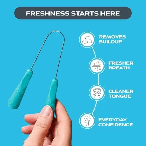 drTung's Stainless Steel Tongue Scraper 2 Pack | Gentle & Effective Oral Hygiene thumbnail 2