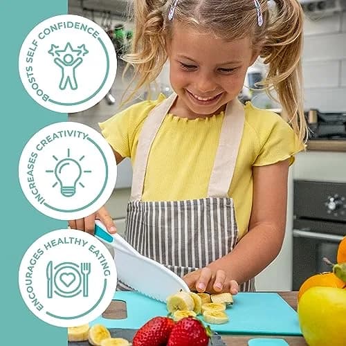 Tovla Jr. Kid Safe Knife Set for Real Cooking | Toddler Knives | Ages 4-12 | 3-Piece Set, 28cm (11 inches) thumbnail 4