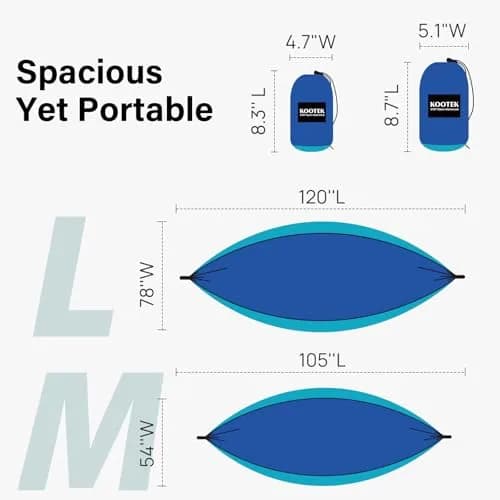 Kootek Camping Hammock 500lbs Capacity | Double Outdoor Camping Essentials, Parachute Nylon thumbnail 6