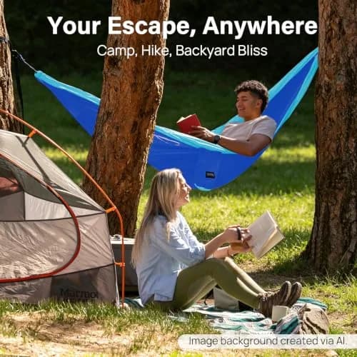 Kootek Camping Hammock 500lbs Capacity | Double Outdoor Camping Essentials, Parachute Nylon thumbnail 7