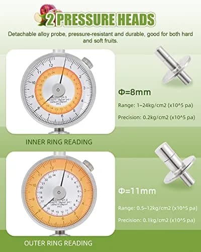 NEWTRY Fruit Penetrometer Handheld Hardness Tester with 2 Types of Probes | Precise Fruit Hardness Measurement thumbnail 3