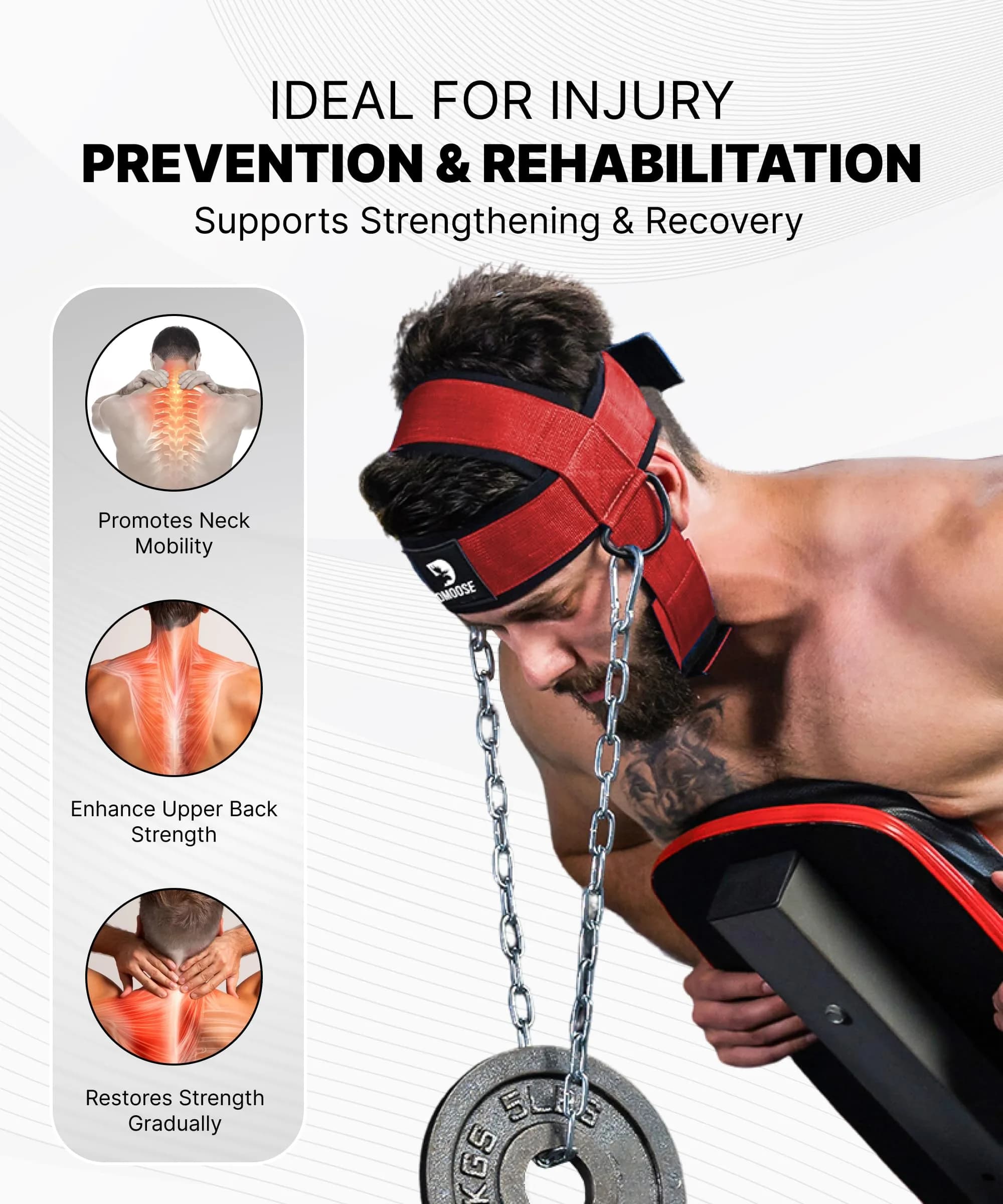 DMoose Fitness Neck Harness Red with 30" Steel Chain | Neck Exerciser & Trainer for Weight Lifting - view 6
