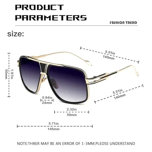 GOBIGER Aviator Sunglasses for Men Gold/Gradient Grey Lens | 59mm (2.32in) Lens Width thumbnail 5