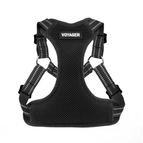 Voyager Step-in Flex Adjustable Dog Harness - Black, Large | Breathable Air Mesh & 3M Reflective Stripes thumbnail 1