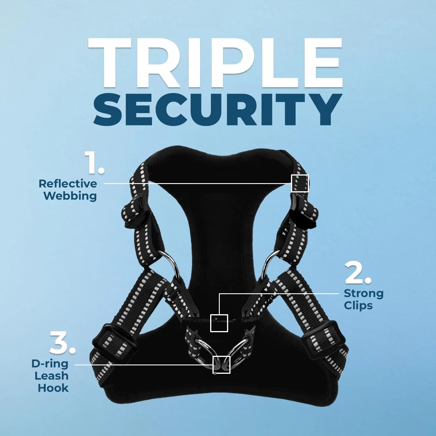 Voyager Step-in Flex Adjustable Dog Harness - Black, Large | Breathable Air Mesh & 3M Reflective Stripes - view 2