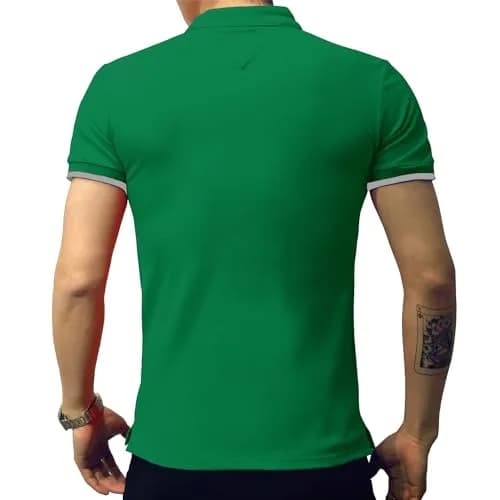 LOGEEYAR Short-Sleeve Slim Fit Cotton Pique Polo Shirt | Classic Style, Slim Fit, Green, Small thumbnail 6