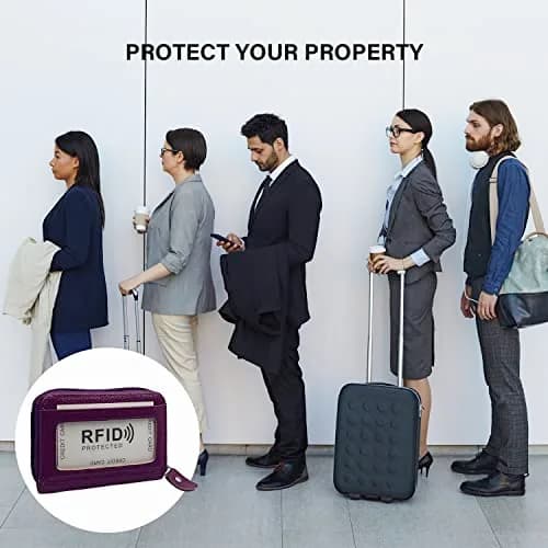 ZHOMA RFID Blocking Genuine Leather Credit Card Holder Wallet - Purple | 11 Card Slots thumbnail 6