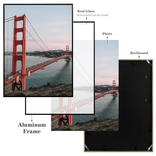 Frametory 18x24 Black Aluminum Poster Frame Tempered Glass | Modern Wall Decor (70-120 chars) thumbnail 9