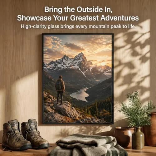 Frametory 18x24 Black Aluminum Poster Frame Tempered Glass | Modern Wall Decor (70-120 chars) thumbnail 3
