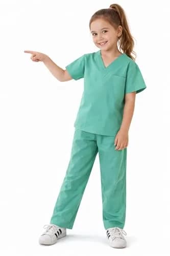 Natural Uniforms Children's Scrub Set-Soft Touch-Role Play Costume Set (Surgical Green, 7) | Realistic Design for Kids thumbnail 4