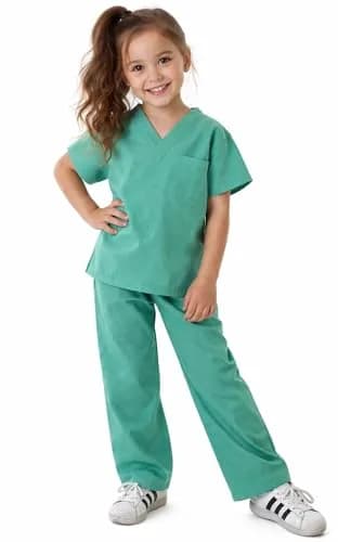 Natural Uniforms Children's Scrub Set-Soft Touch-Role Play Costume Set (Surgical Green, 7) | Realistic Design for Kids thumbnail 2