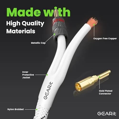GEARit 12AWG Braided Speaker Cable with Gold-Plated Banana Plugs, 0.91 m (3 Feet) | High-Purity OFC Copper Wire for Amplifiers thumbnail 2