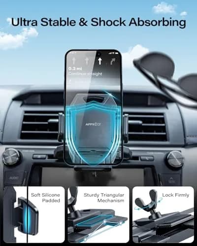 APPS2Car Sturdy CD Slot Phone Mount with One Hand Operation Design, 11.7 cm (4.6 in) | Secure Grip for Safe Driving thumbnail 3