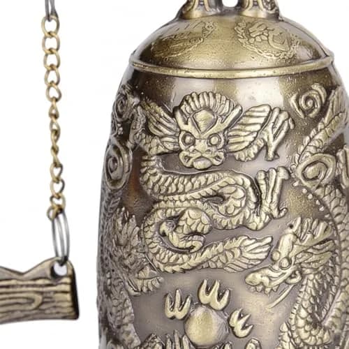 I-MART Asian Oriental Brass Gong with Dragon Stand | Mini Gong Meditation Bell for Zen Decor (5 x 4 x 2.5 inches) thumbnail 3