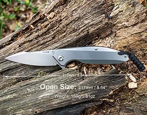 Ruike P128-SF Tactical Folding Knife 3.7" Drop Point Blade | Frame Lock, 14C28N Steel, Black thumbnail 4