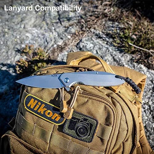 Ruike P128-SF Tactical Folding Knife 3.7" Drop Point Blade | Frame Lock, 14C28N Steel, Black thumbnail 5