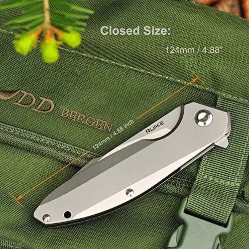 Ruike P128-SF Tactical Folding Knife 3.7" Drop Point Blade | Frame Lock, 14C28N Steel, Black thumbnail 6