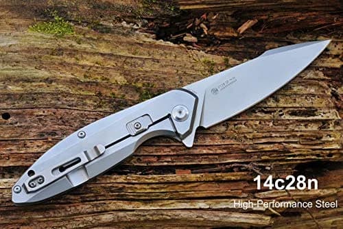Ruike P128-SF Tactical Folding Knife 3.7" Drop Point Blade | Frame Lock, 14C28N Steel, Black thumbnail 2