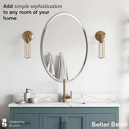 The Better Bevel Frameless Oval Mirror 20" x 27" | Beveled Edge Bathroom Wall Mirror thumbnail 2