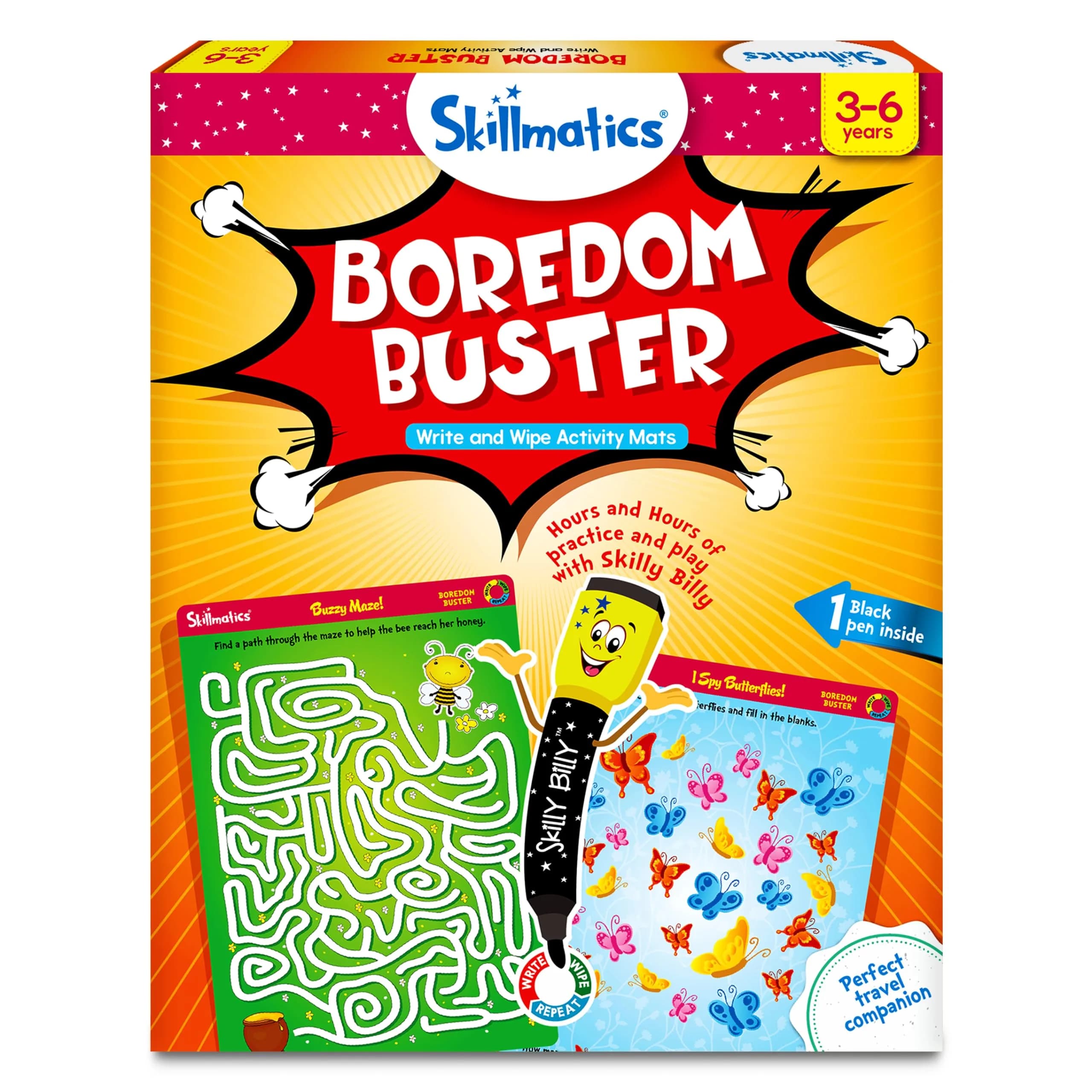 Skillmatics Boredom Buster Educational Game - Reusable Activity Mats with Dry-Erase Marker, Gifts, Travel Toy for Kids Ages 3-6 | ASTM-Tested Learning Game - main product image