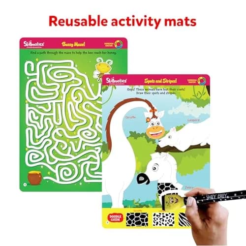 Skillmatics Boredom Buster Educational Game - Reusable Activity Mats with Dry-Erase Marker, Gifts, Travel Toy for Kids Ages 3-6 | ASTM-Tested Learning Game thumbnail 5
