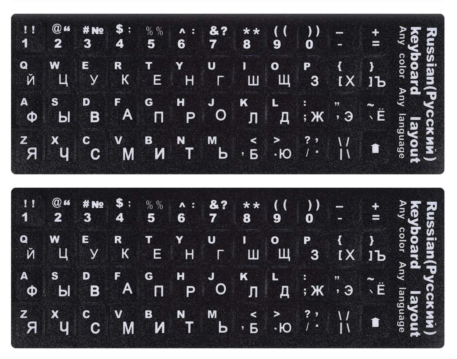CaseBuy Russian-English Keyboard Stickers White Font Black Background for PC Laptop Notebook Desktop 2-Pack — Russian-white
