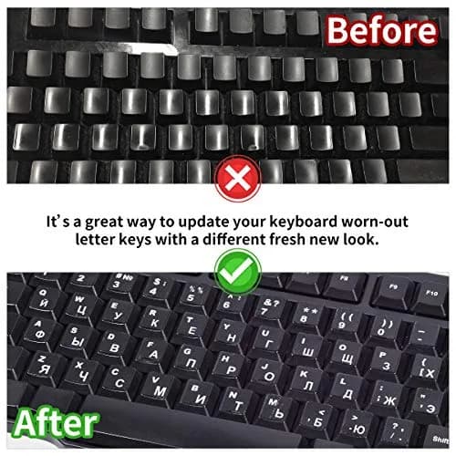 CaseBuy Russian-English Keyboard Stickers White Font Black Background for PC Laptop Notebook Desktop 2-Pack thumbnail 5