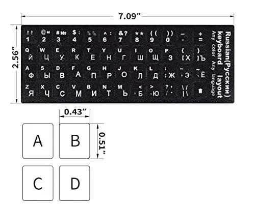 CaseBuy Russian-English Keyboard Stickers White Font Black Background for PC Laptop Notebook Desktop 2-Pack thumbnail 6