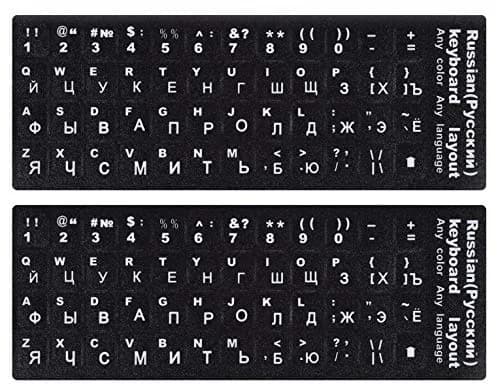 CaseBuy Russian-English Keyboard Stickers White Font Black Background for PC Laptop Notebook Desktop 2-Pack thumbnail 1