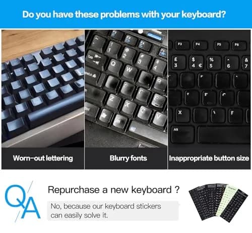 CaseBuy Russian-English Keyboard Stickers White Font Black Background for PC Laptop Notebook Desktop 2-Pack thumbnail 2