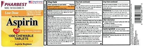 PHARBEST Aspirin 81mg Chewable Tablets 1000 Count | Fast-Relief for Minor Aches & Pains thumbnail 2