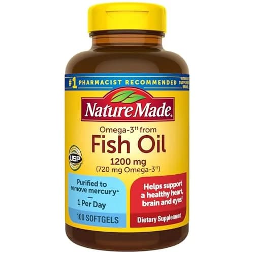 Nature Made Fish Oil Omega 3 1200 mg Softgels, 100 Count | USP Verified for Heart, Brain, Eye Support thumbnail 1