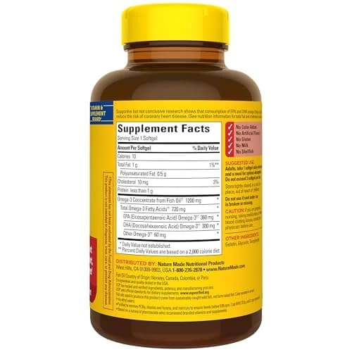 Nature Made Fish Oil Omega 3 1200 mg Softgels, 100 Count | USP Verified for Heart, Brain, Eye Support thumbnail 8