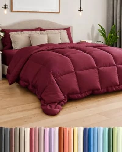 CGK Unlimited Comforter King Size - Down Alternative Duvet Insert - Burgundy, 102" x 90" | All-Season Breathable Bedding thumbnail 1