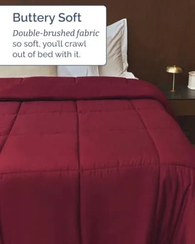 CGK Unlimited Comforter King Size - Down Alternative Duvet Insert - Burgundy, 102" x 90" | All-Season Breathable Bedding thumbnail 6