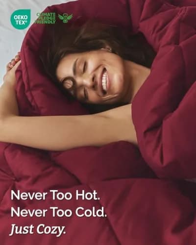CGK Unlimited Comforter King Size - Down Alternative Duvet Insert - Burgundy, 102" x 90" | All-Season Breathable Bedding thumbnail 2