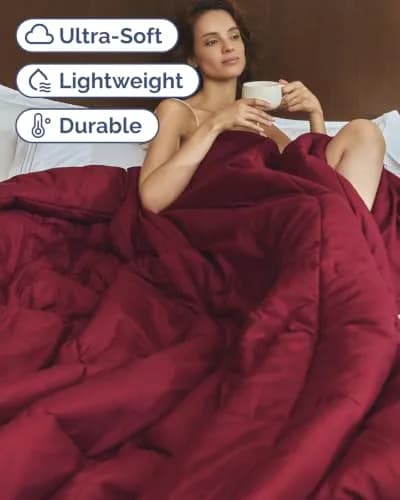 CGK Unlimited Comforter King Size - Down Alternative Duvet Insert - Burgundy, 102" x 90" | All-Season Breathable Bedding thumbnail 4