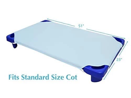 American Baby Company 100% Cotton Percale Cot Sheet for Daycare Standard Size 23" x 51" | Soft & Breathable Cot Sheet for Daycare and Preschool, Blue thumbnail 2