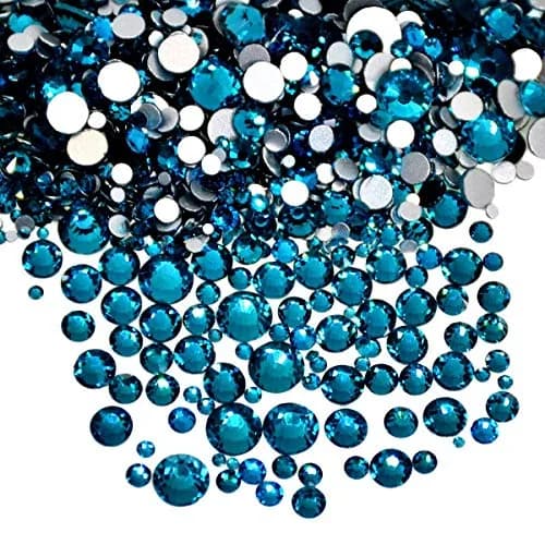 AD Beads Mixed Size Glass Rhinestones 1440 Pieces | No Hotfix, Easy to Use, Crystal Gems (08 Blue Zircon) thumbnail 1